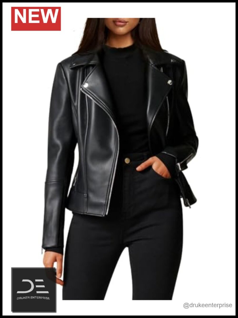 Buttery Soft Faux Leather Moto Jacket Stretchy Sleeve Slim Fit Short Biker Coat